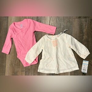 Pink and Cream Long Sleeve kids Top and Long Sleeve Onesie